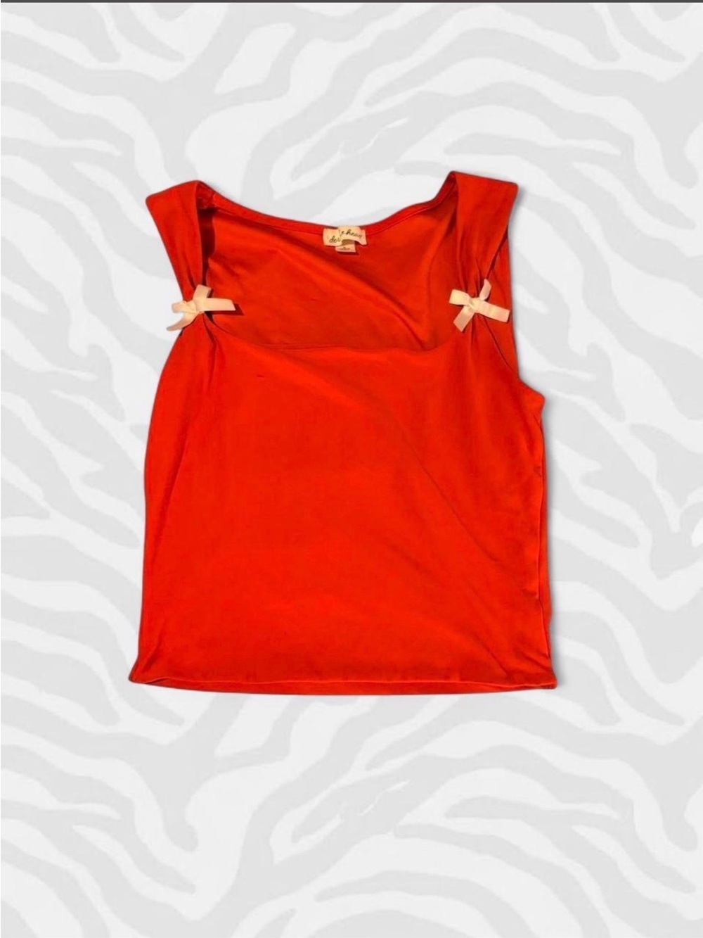 Derek Heart Bright Red Tank with Cream Bow Details